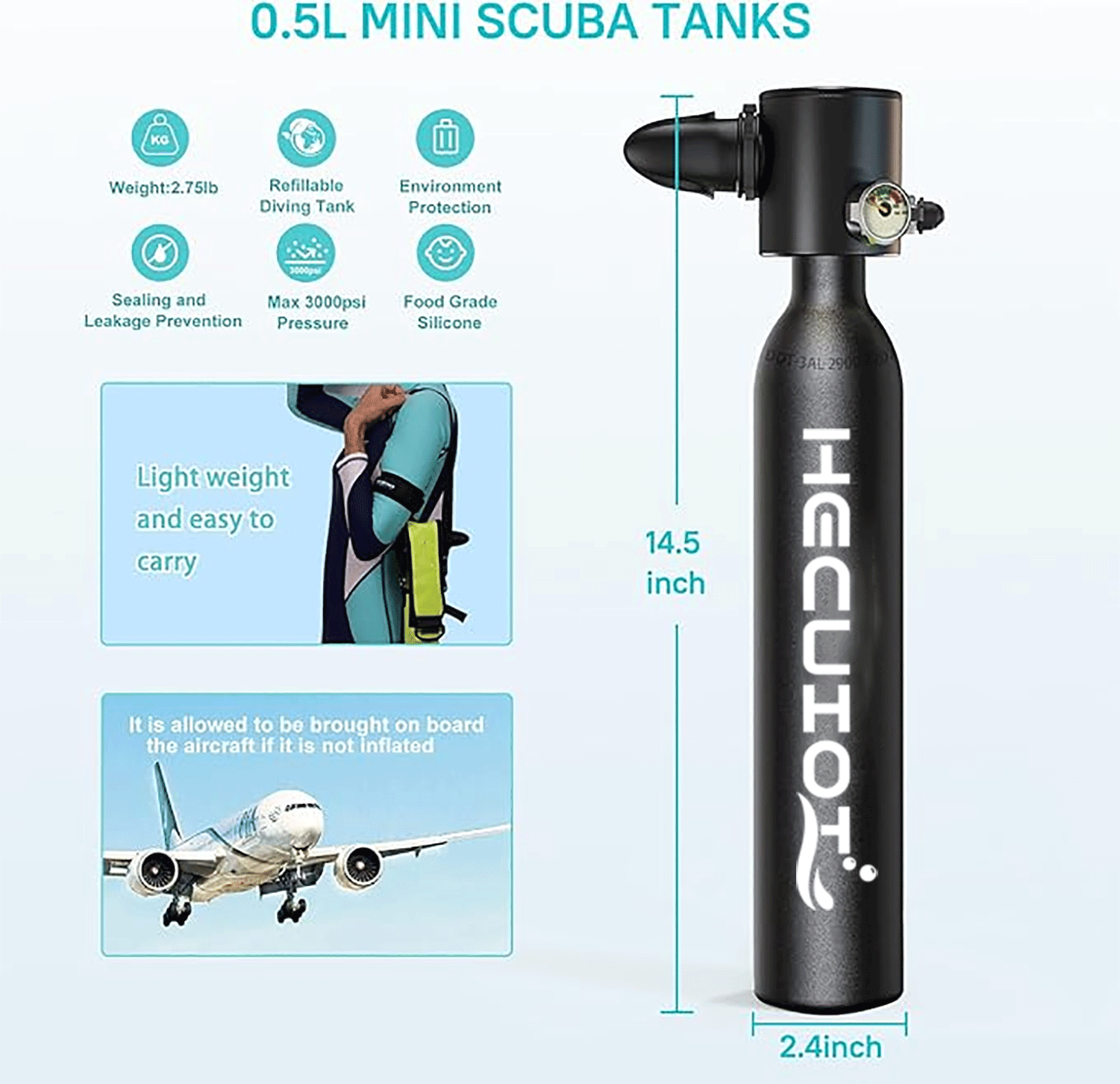 HECUIOI Mini tanque de buceo e - Snorkel Dry Top reseña y precio
